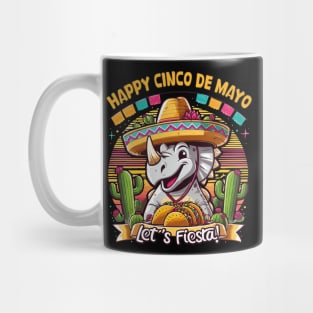 Cinco De Mayo Mexican Dinosaur Holding Taco Let's Fiesta Fun Mug